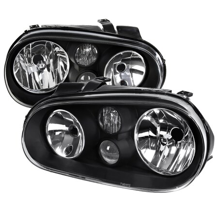 Spec-D Tuning 00-06 Volkswagen Golf 4 Mk4 Headlights- Black LH-GLF99JM-V2-RS